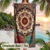 Mandala Art Cover Theme Quick Dry Beach Towel Custom Name Text Print Large Sand Resistant Towel Beach Vacation