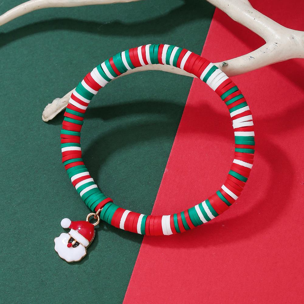 European and American Christmas popular soft pottery bracelet, elk snowman Christmas tree alloy pendant, gift jewelry