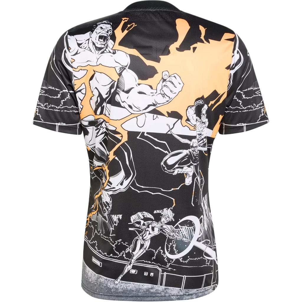 Adidas X Marvel Συνεργασία Ράγκμπι Φθινόπωρο/Χειμώνας 25 All Blacks Captains Run Απορρόφηση Υγρασίας Στενή Εφαρμογή Κουκούλα Κοντομάνικη Μπλούζα Ράγκμπι Ανδρικά κορυφές JV7531