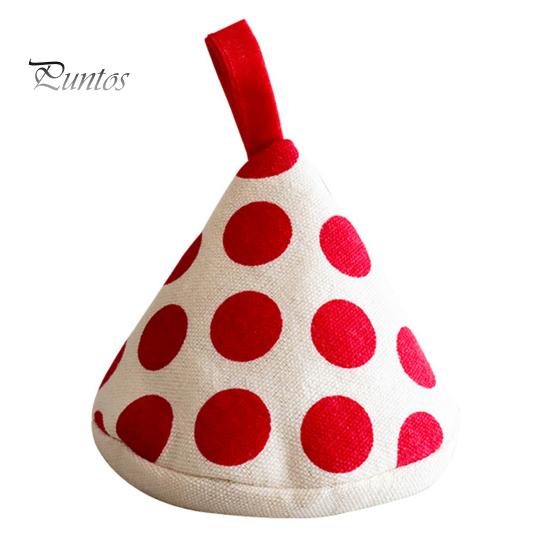 Scald-Proof Pot Handle Cover Triangle Cotton Heat Resistant Dot Print Hanging Loop Sleeve Thick Mini Kitchen Griddle Frying Pan Lid Grip Holder