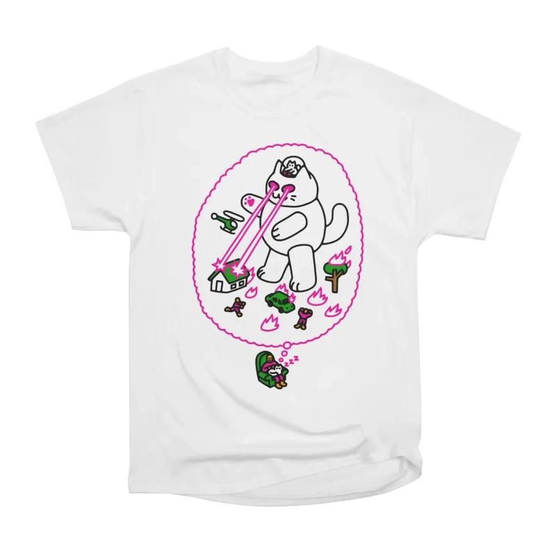 Dreaming Cat Mech Cute Sci-Fi Robot Graphic Tee Double Sided Shirt S разноцветный
