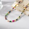 Vintage Pearl Choker Necklace Beaded Bracelet Set Women Layering Jewelry With Natural Freshwater Pearls Colorful Stone