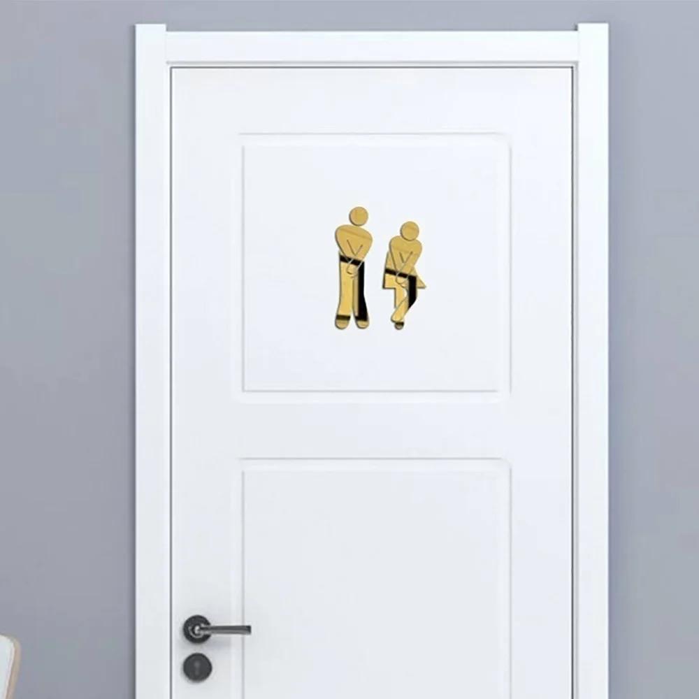 Toilet Room Sign Decorative Bathroom Sign for Hotel Bar Restaurant Mirror Wall Signo Signe De Toilette