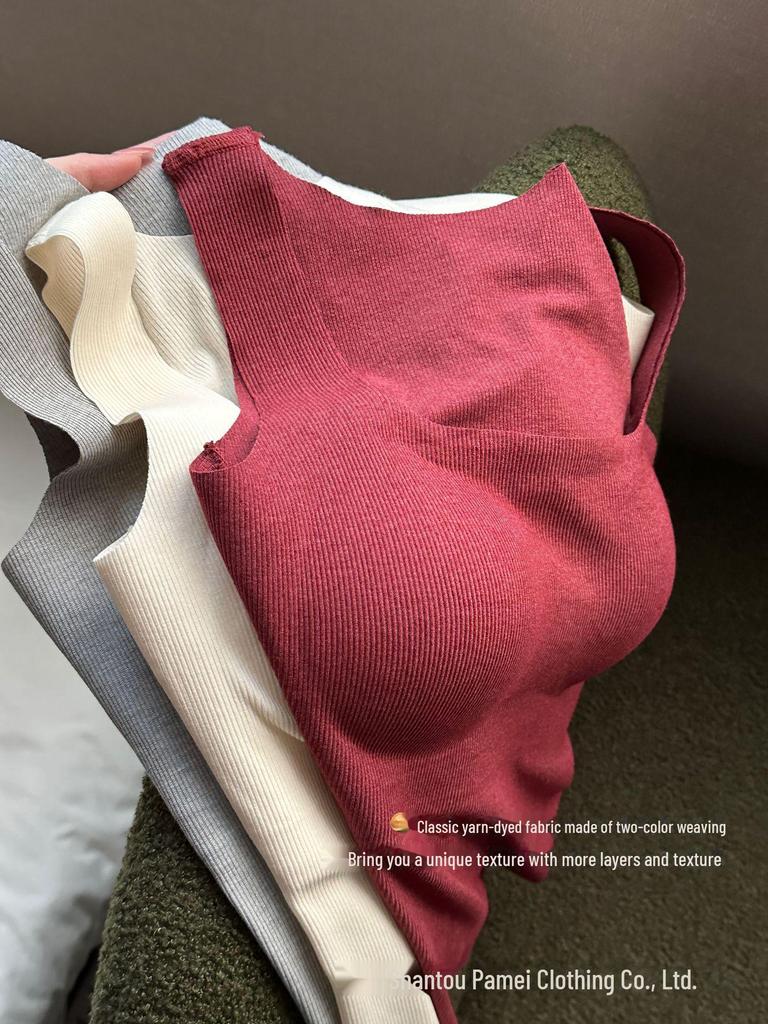 2025 Women's Skin-Friendly Camisole Vest with Chest Pads: Seamless Tube Top & Versatile Bottoming Shirt