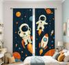 2PCS Digital Printed Curtains with Astronaut Space Design, Stylish Window Drapes for Living Room Bedroom Home Decoration