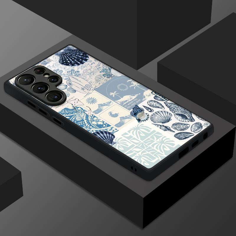 Magnetic For Magsafe Case For Samsung Galaxy S26 Ultra S25 Edge S24 S23 S22 Plus S21 FE Coastline Fish Conch Pattern Hybrid Matte Cover