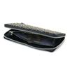 Round Zipper Long Black Deerskin x Black Woven [Indenya] Wallet, Billfold, Lacquer, Pattern, 2111-01-158