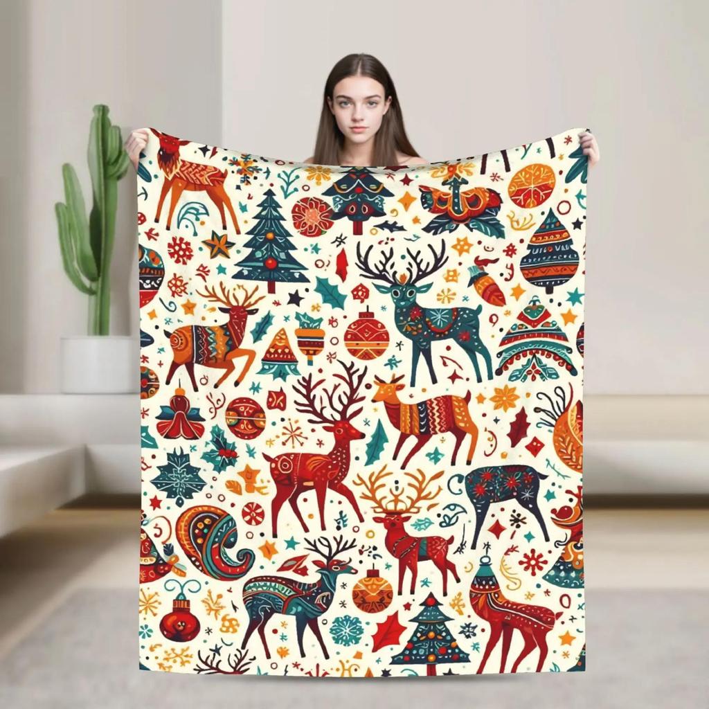 Merry Christmas Blanket  Soft Warm Plush Throw for Home Bed Travel Airplane  Festive Flannel Bedspread Decor