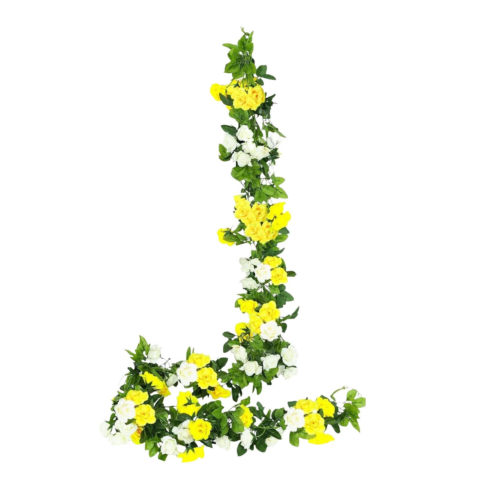 

Упаковка искусственных цветочных гирлянд, искусственные розы, лианы, шелковые цветы, подвесные розы, плющ для свадебной арки, вечеринки, домашнего декора для сада, стены One Size жёлтый
