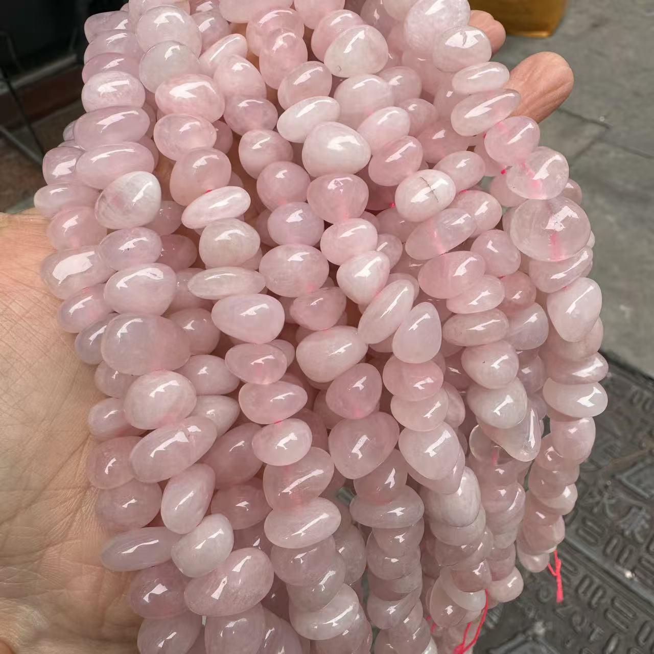 Natural Rose Quartz Irregular Round Corner Bead Bracelet for DIY Jewelry