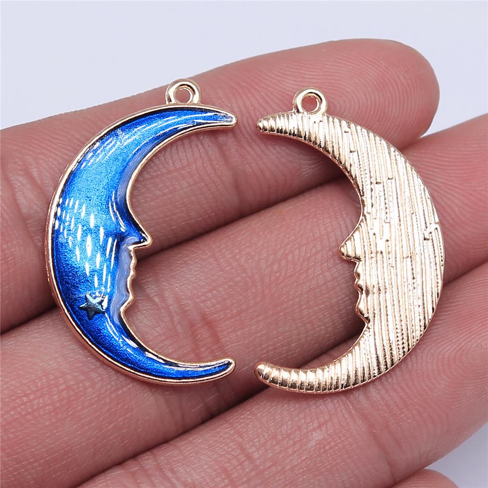 5pcs Moon Pendant Charms For Jewelry Making DIY Handmade Craft Antique Jewelry Making