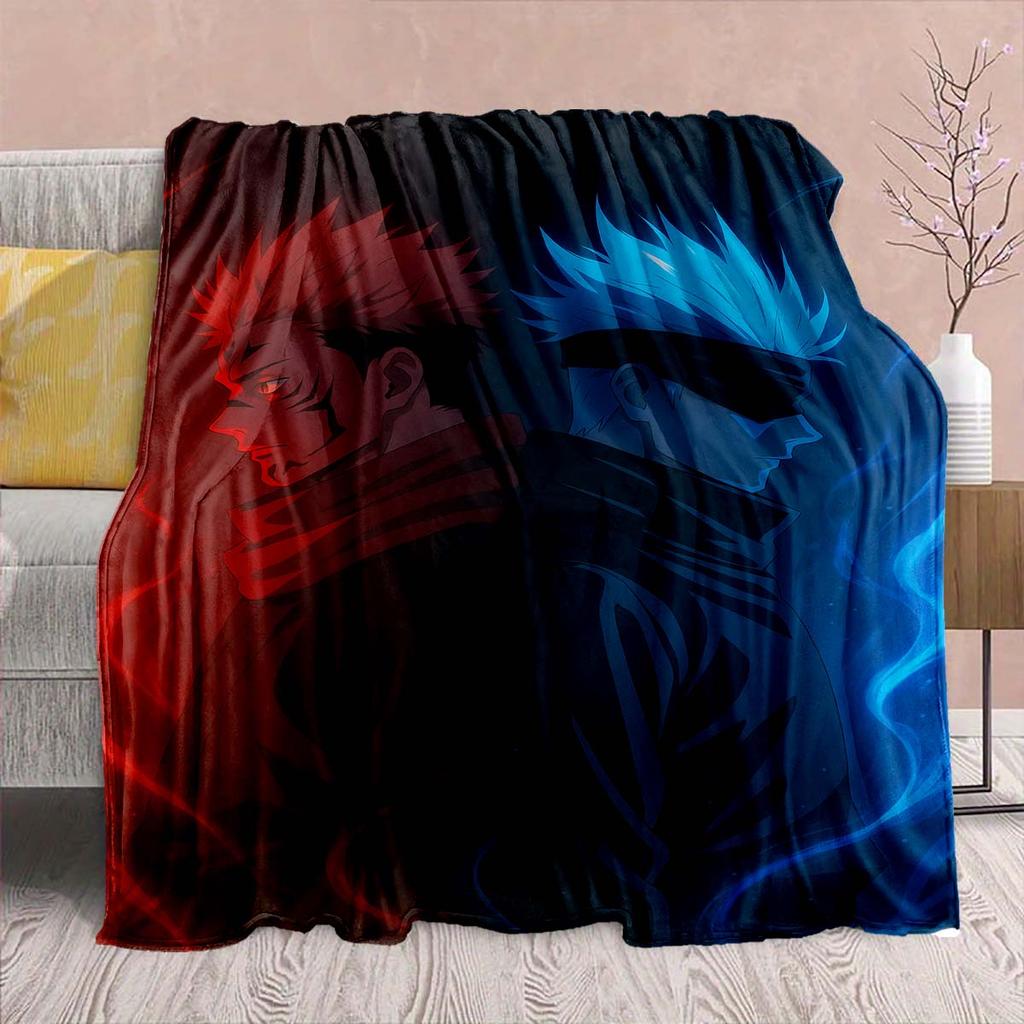 Jujutsu Kaisen Anime Flannel Blanket - Soft Warm Perfect for Sofa, Bedding Camping Travel Office Home Decor -QJY