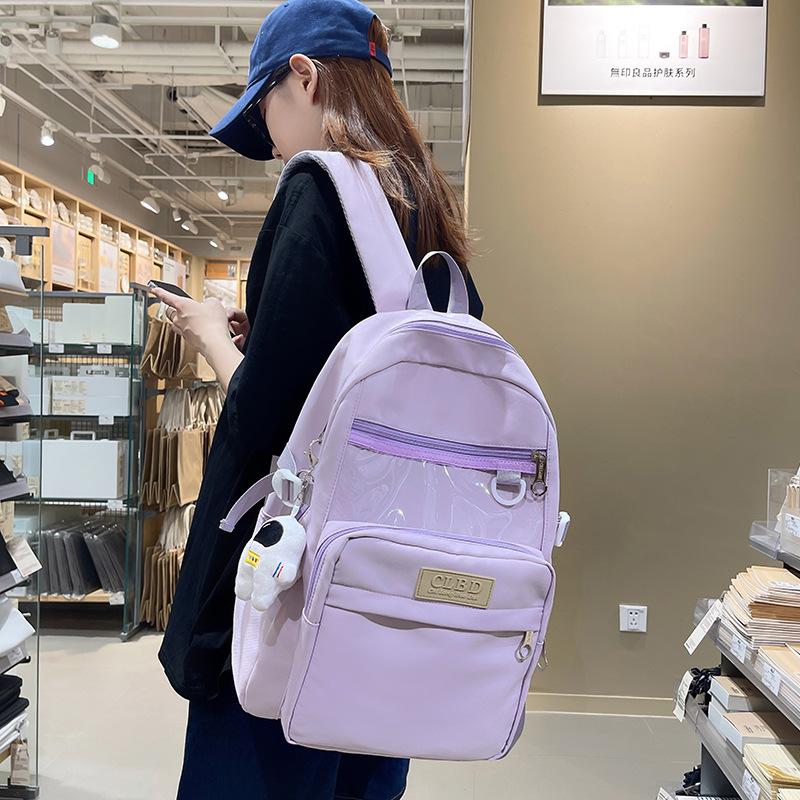 

Solid Color Schoolbag Middle School Student Campus Backpack Women s Large Capacity Backpack