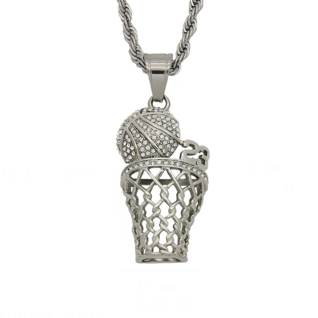 Bijuterii Noi Hip Hop Sport Trendy Set Diamante Colier Pandantiv Cadru Plasă Baschet