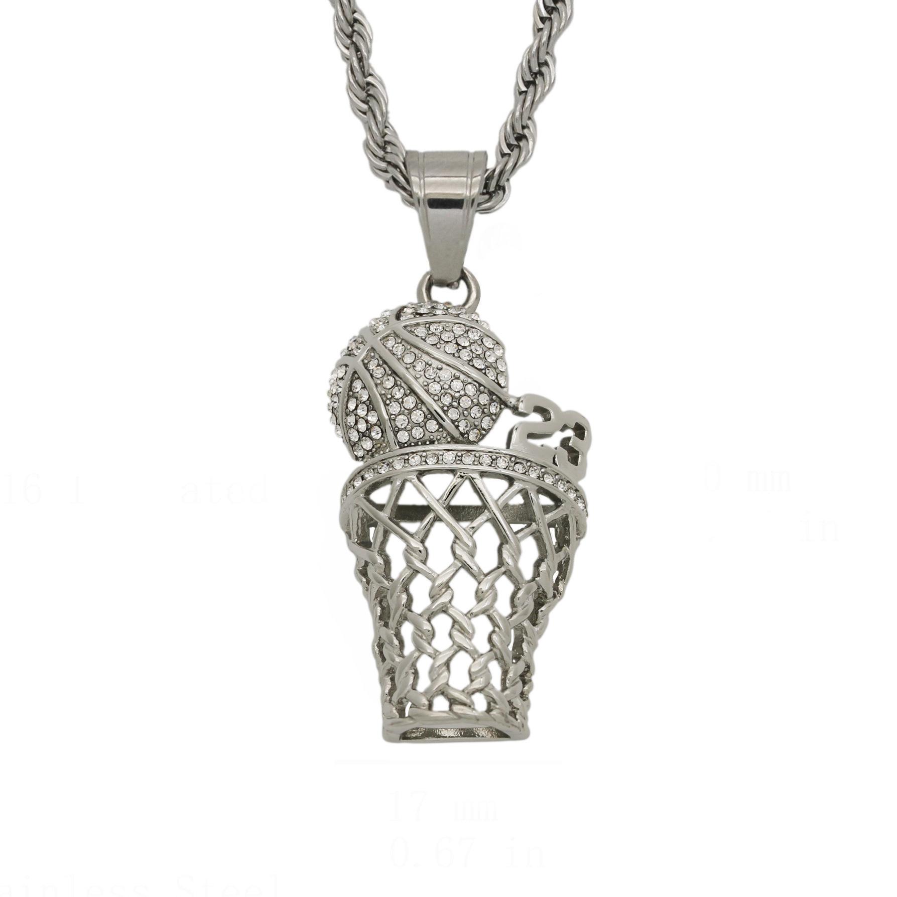 

Новые хип-хоп спортивные модные ювелирные изделия с бриллиантами в виде баскетбольной сетки с подвеской на ожерелье 60CM