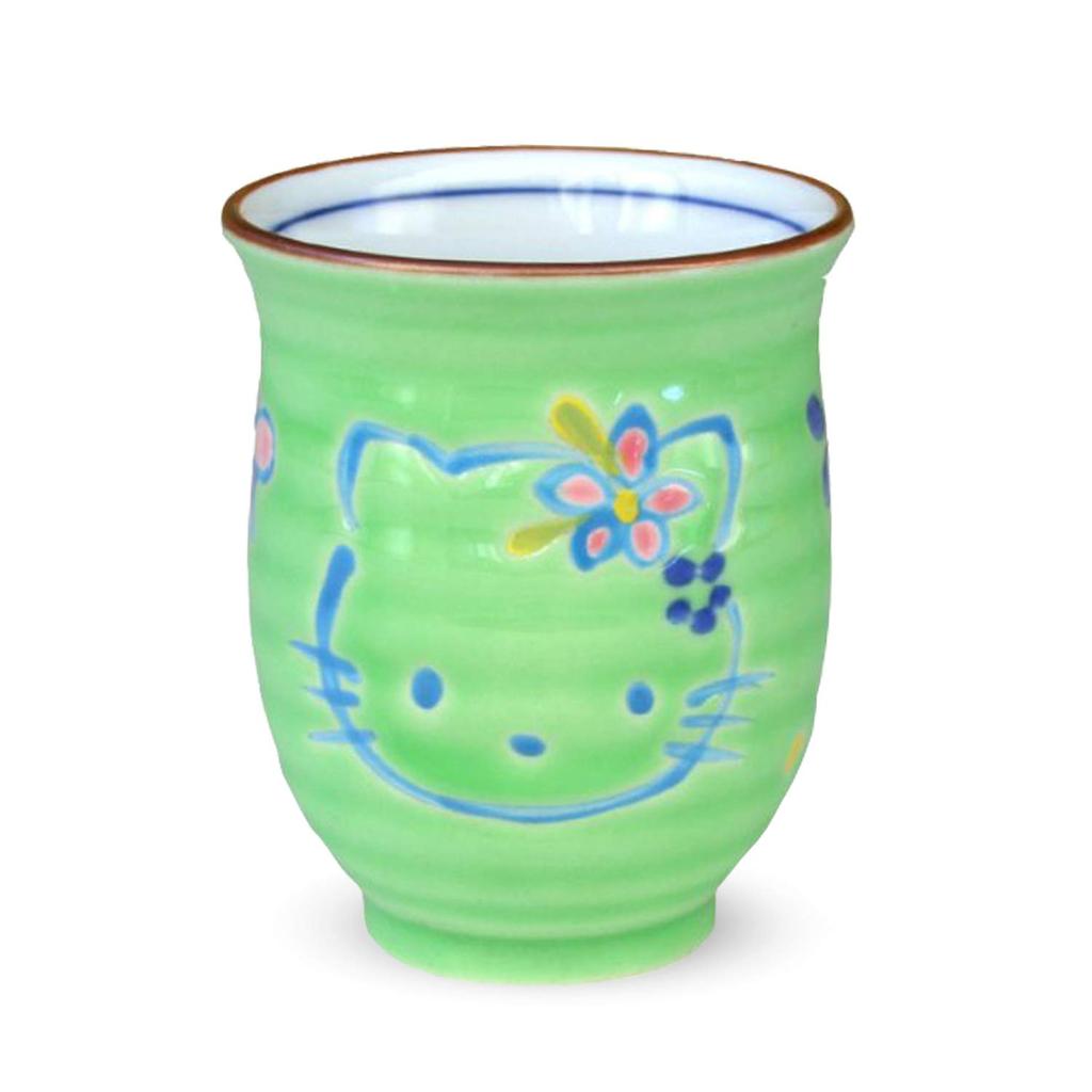 RAO3Z Ranchant Mini Teacup Hello Arita Made in Japan (Green) Multi-Color, 6.2x7.5cm, Kitty, Ware,