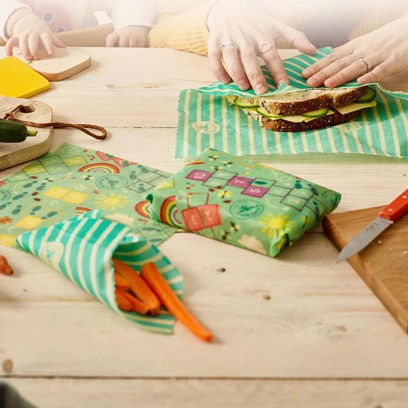 Reusable Food Fresh Keeping Cloth Organic Storage Natural Grade Beeswax Food Wrap Eco Friendly Kitchen Packaging Paper