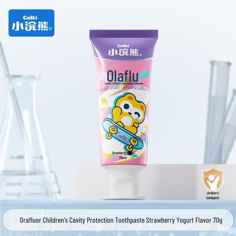 Little Raccoon Olafluor Anti-Cavity Toothpaste for Kids, Strawberry Yogurt Flavor (6x70g)