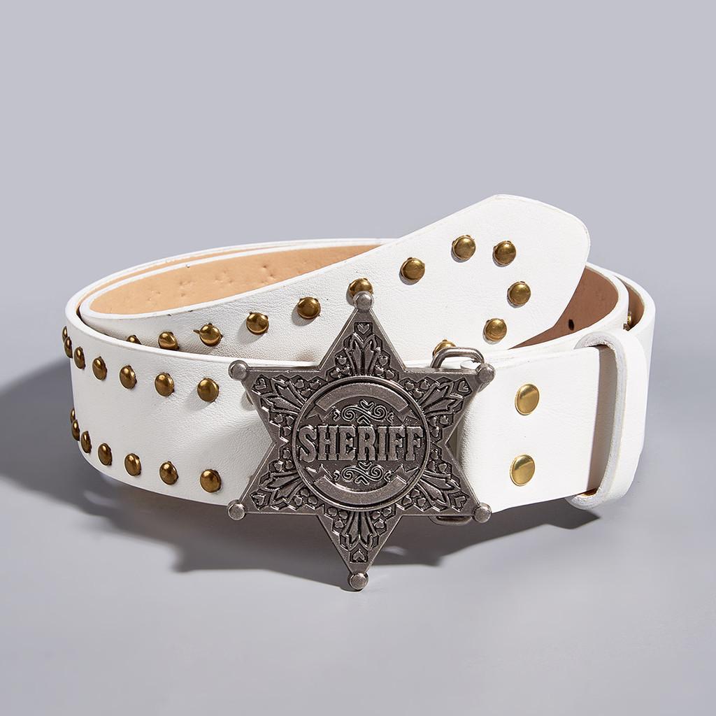 Fashionable Punk Style Wide Belt With Personality For Women's Denim Pants