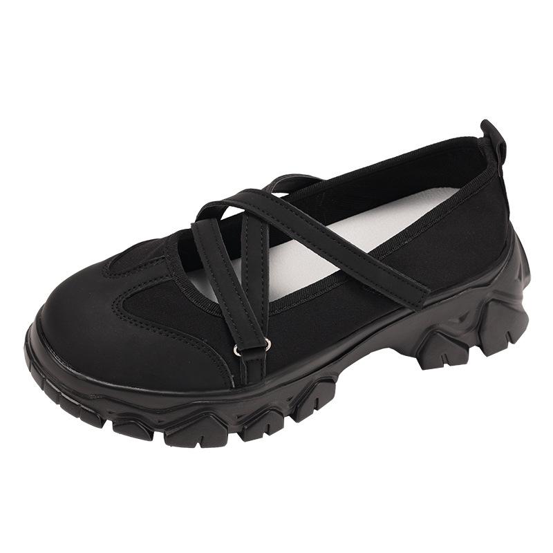 Fashion trend black round head shallow mouth platform single shoes women's summer 2025 new models with skirts to increase the height of Mary Jane shoe