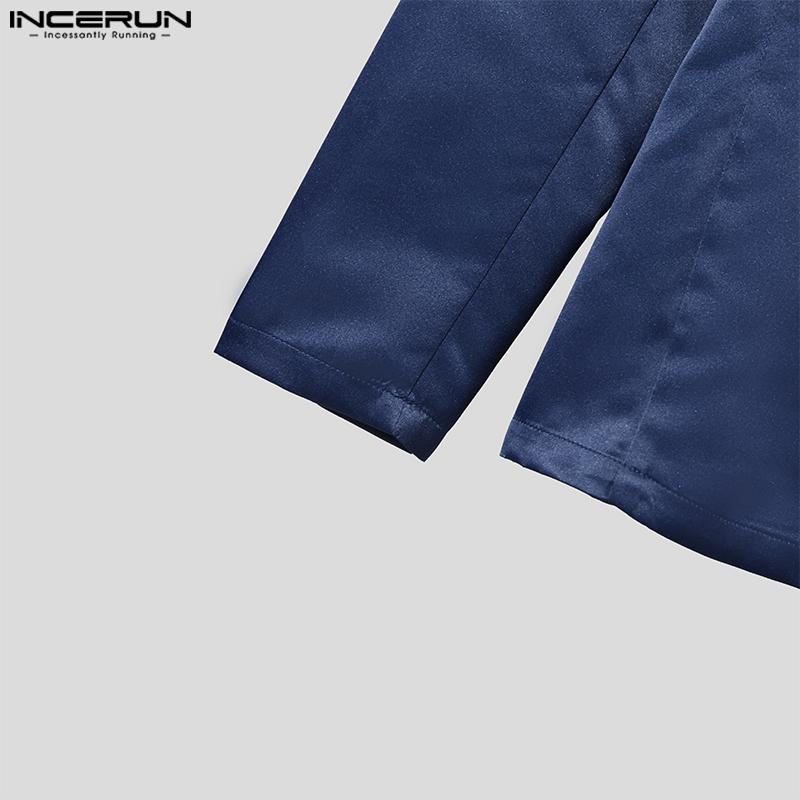 INCERUN Costum Două Piese Bărbați Dantela Broderie Cusături Cămăși de petrecere Pantaloni lungi