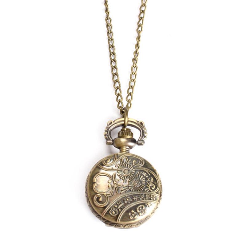 .fashion Lotus Round Pocket watch  Quartz Clock stainless steel case  Pendant Necklace Chain  for Women Men Pocket Watch gift