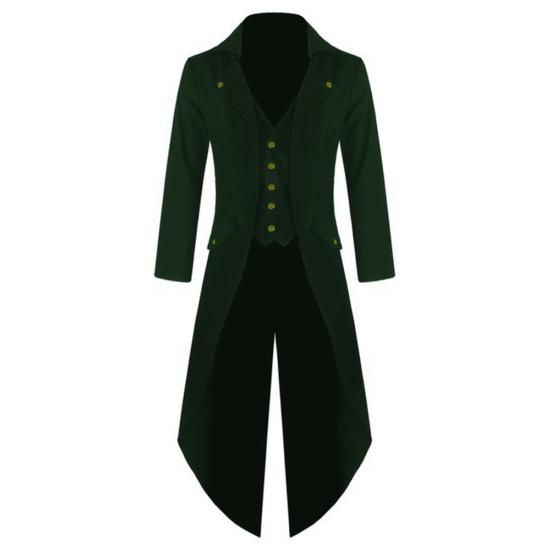 

Мужчины СредневековьяРенессанс Косплей Костюм Сплошной Цвет Длинный Смокинг Униформа Пальто XL зелёный