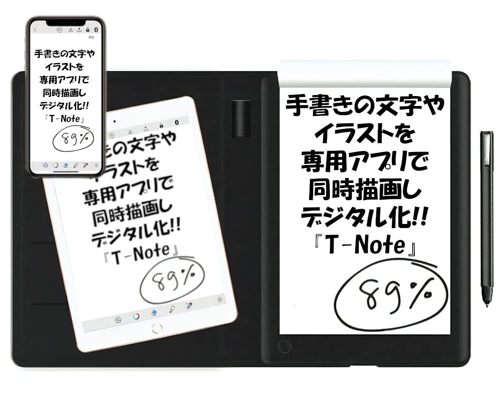 Tsubame Note Pen Tablet with and Syncing PC Bluetooth Wireless and Smartphone Tsubamememo A5 Set T-Note Save, Transfer, Functions, Connection,