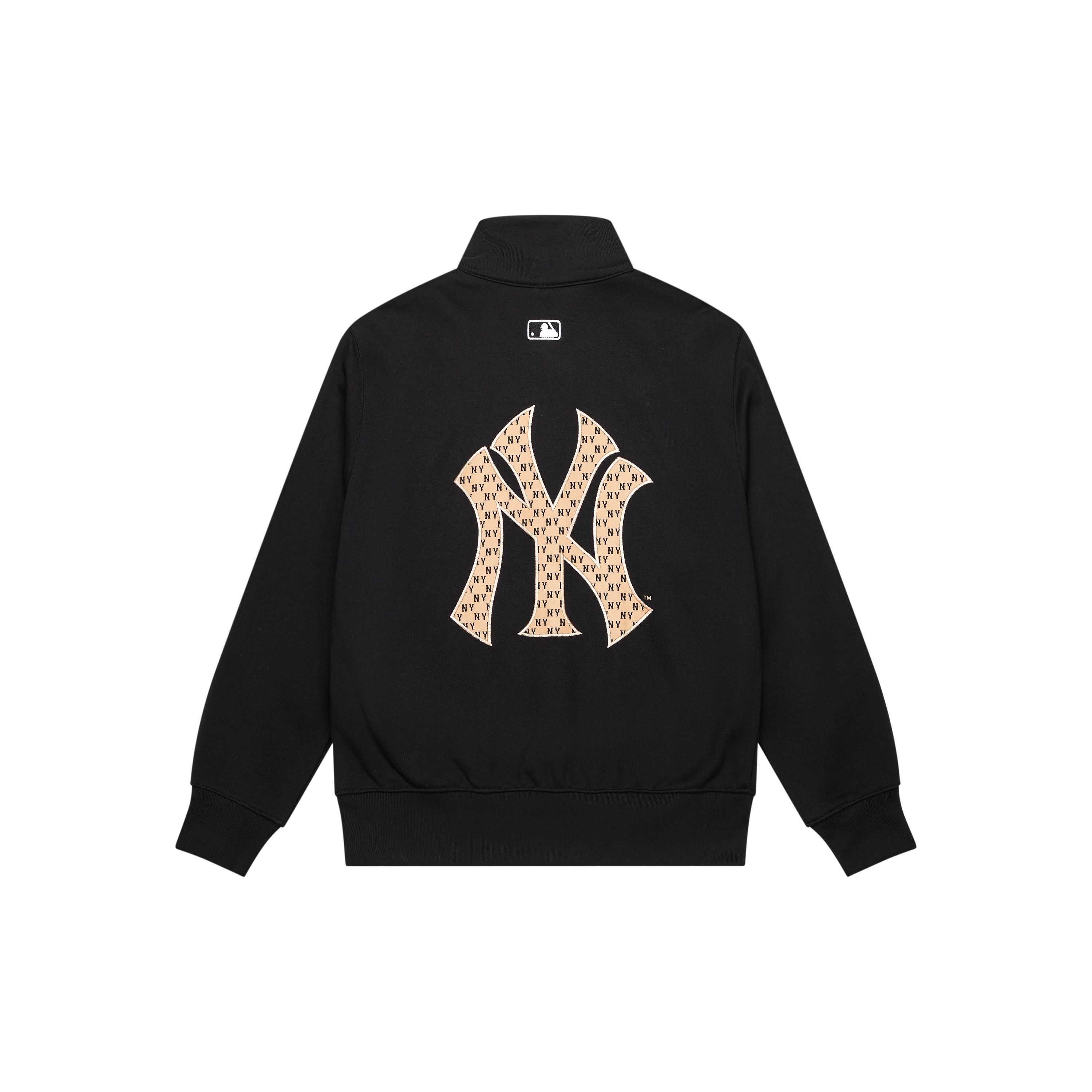 MLB Monogramm New York Yankees Mode Retro Floral Logo Stehkragen Reißverschluss Hoodie Unisex Hoodie Schwarz 3ATRM1034-50BKS XS black