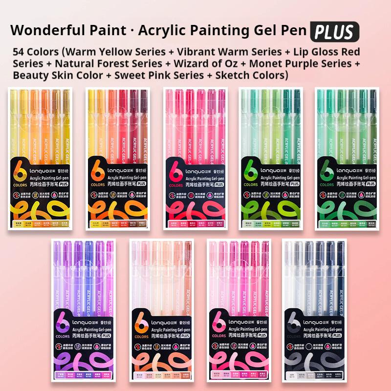 Languo 6/24/36/54/72/90 Colors Acrylic Painting Handbook Pens Multi-Color Gel Pen Student Neutral Pen Writing Marker Stationery