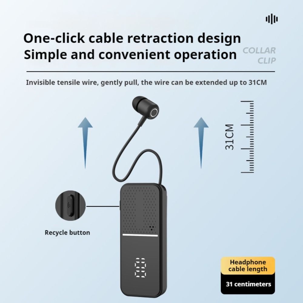 Bluetooth 6.0 Lavalier Bluetooth Headphones 50H Play Time Dual Microphone Wireless Earphone ENC Noise Cancelling LED Display