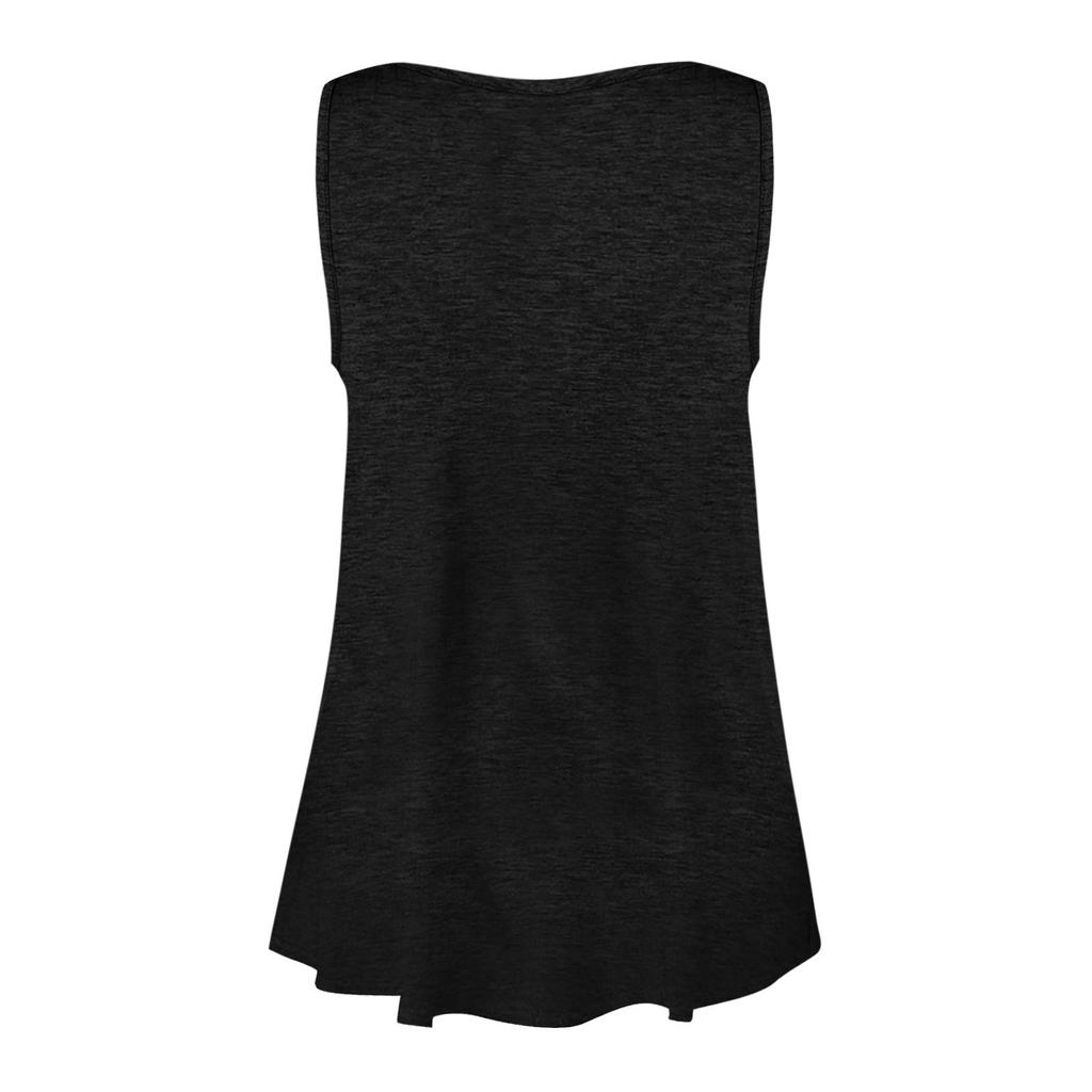 Women Summer 2022 Sleeveless Casual Color O-Neck T-Shirt Tops Blouse