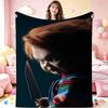 Good Guys Classic Horror Doll Pattern Theme Flannel Blanket Warm Comfortable Fleece Blanket For Office Sofa Party Decor Halloween Gift