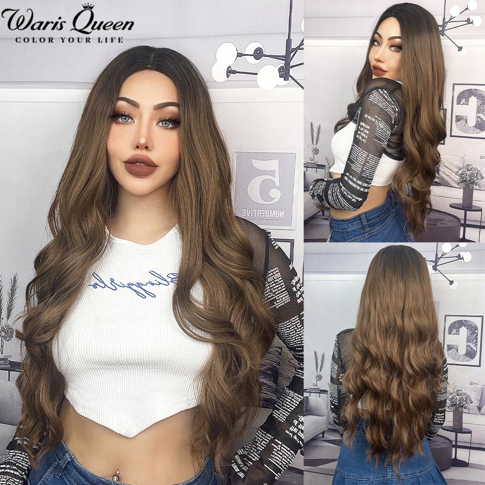 Long Wavy Black And Pink Synthetic Wig for Women With Bangs Natural Heat Resistant Part Cosplay Party Lolita Daily  Hair Wigs