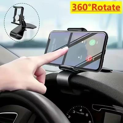 Supporto per Telefono per Auto Rotante a 360°, Supporto per Cellulare da Cruscotto con Morsetto Regolabile, Supporto Universale per Navigazione GPS per Auto