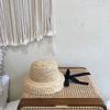 New baby summer outing French niche style children's Lafite straw hat sweet Hepburn style sun protection bucket hat