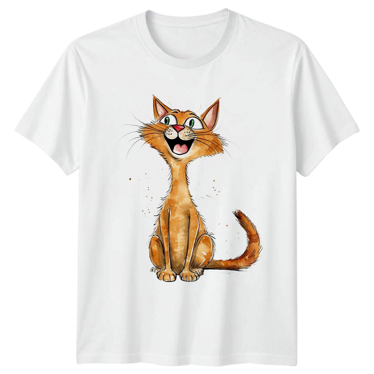 Happy Smiling Ginger Cat T-Shirt Ginger Cat Cats Birthday Gift For Him And Her XXL