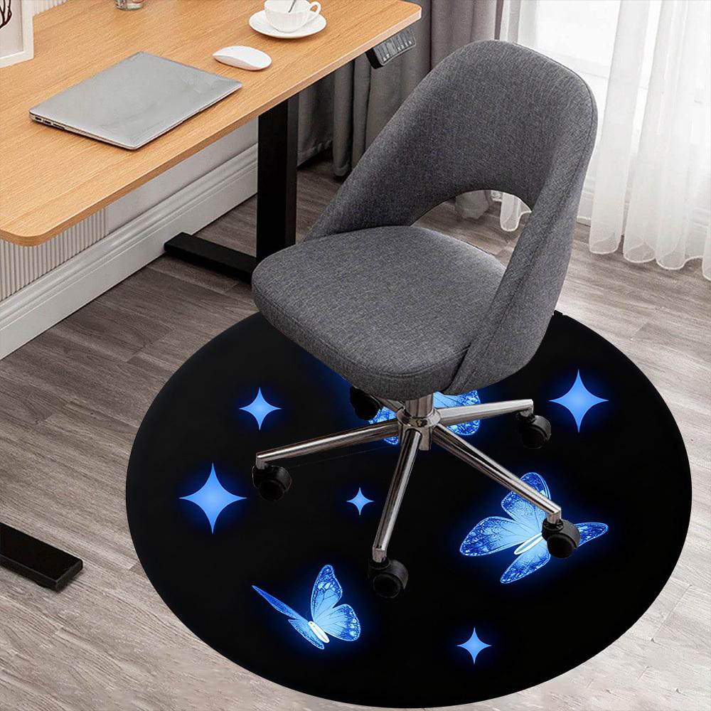 

1pc Butterfly Stars Round Chair mat office Area Rug - Non-Slip, Floor Mat for Office, Bedroom, Ideal home decor gift p0105055 80cm