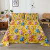 Cartoon Fairy Tale Style, Bright Yellow Plush Bear Four-Piece Set, Including 1 Bed Sheet, 1 Duvet Cover, 2 Pillowcases