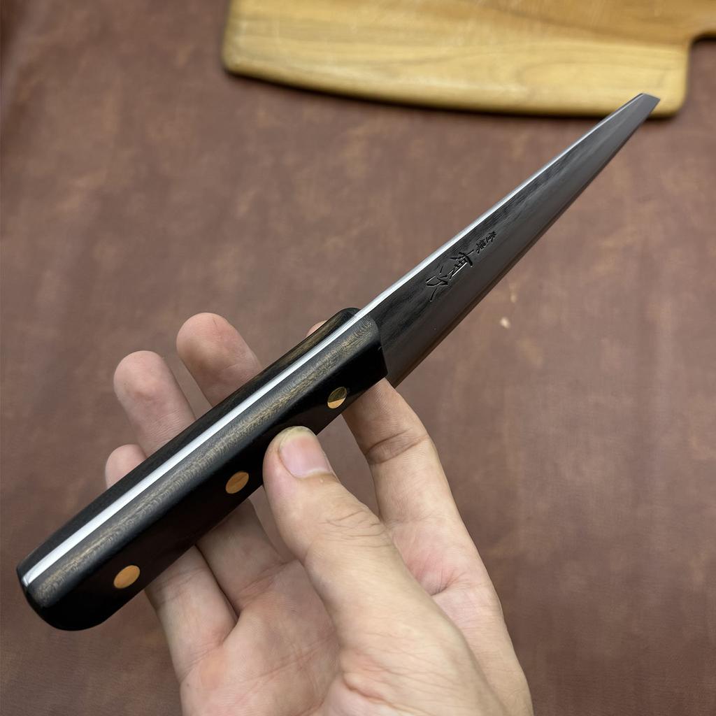 5.7 Inch Utility Knife Sanmai-gawari Steel Blade Wood Handle Slicing Vegetables Cleaver Meat Kiritsuke Splitting Kitchen Knife
