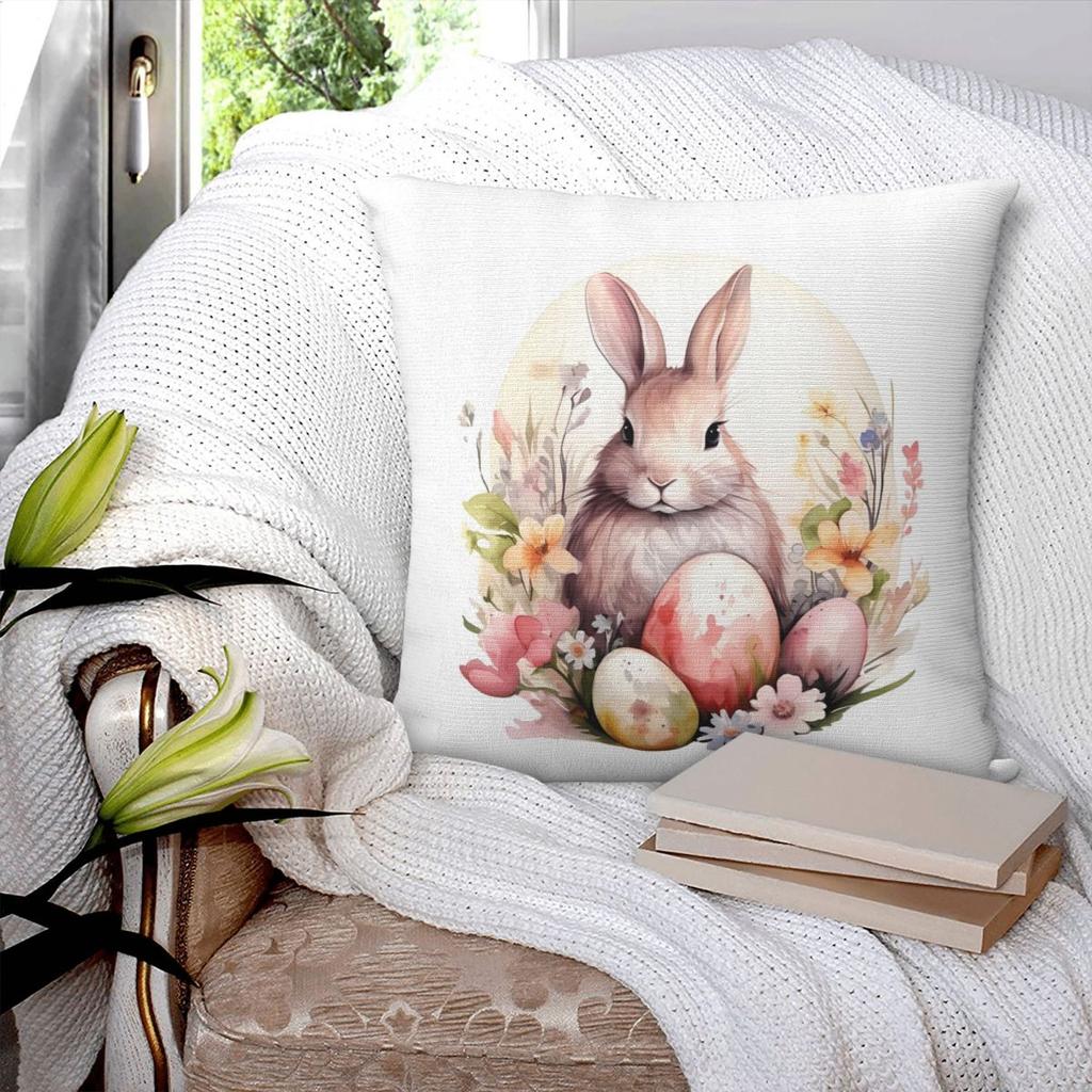 Easter Bunny Pillow Cover Colorful Egg Vintage Pillow Case For Chair Sofa Home Decoration Cushion Cover Soft Pillowcases Present