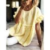 2026 New Women's Summer Solid Color Round Neck Short Sleeve Ruched Top T-Shirt