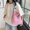 Large Capacity Fashionable Tote Bag For Women 2024 Street Style Trendy Grid Pattern Shoulder Bag