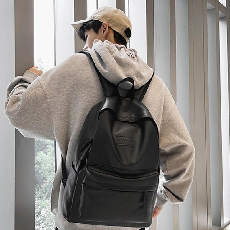 Letter Pattern Aiwe Leather Backpack Solid Color Schoolbag Gifts Breathable