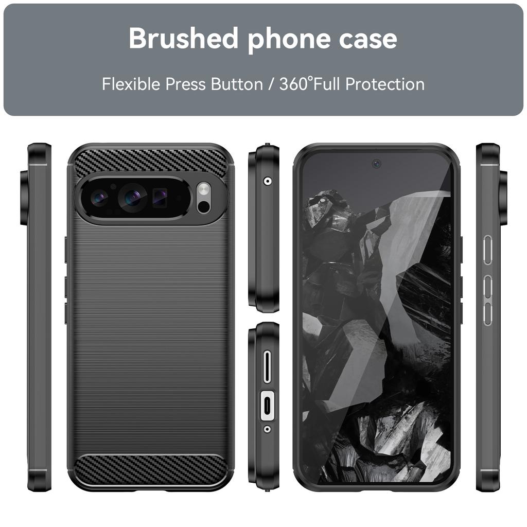 For Google Pixel 9 Pro XL TPU Case Carbon Fiber Texture Mobile Phone Cover
