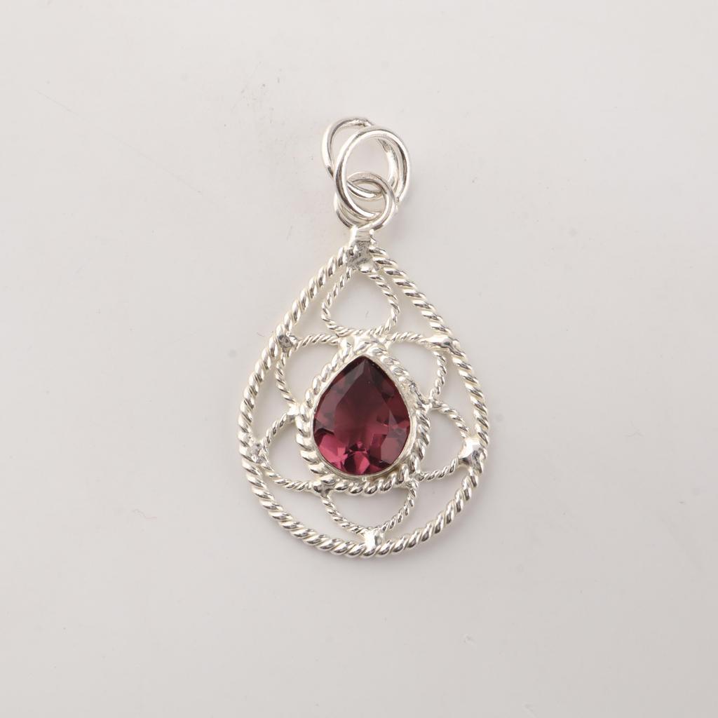 Rhodolite Gemstone 925 Sterling Silver Jewelry Designer Women Pendant 1.40" For Anniversary Gift PP-19-46