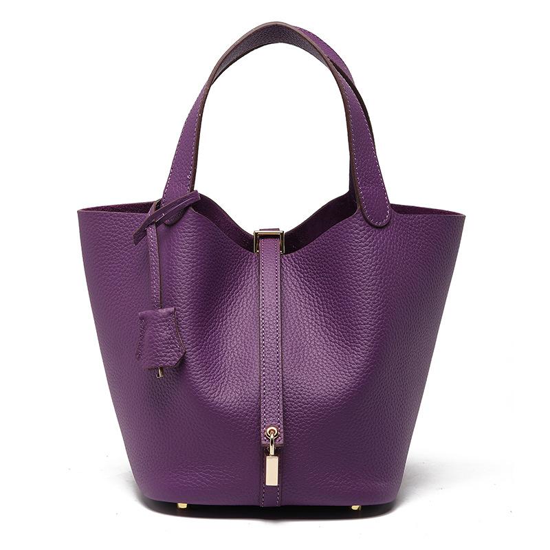 [New] High-quality First-layer Cowhide Niche Vegetable Basket Handbag Female, Genuine Leather Large-capacity High-end Bucket Bag