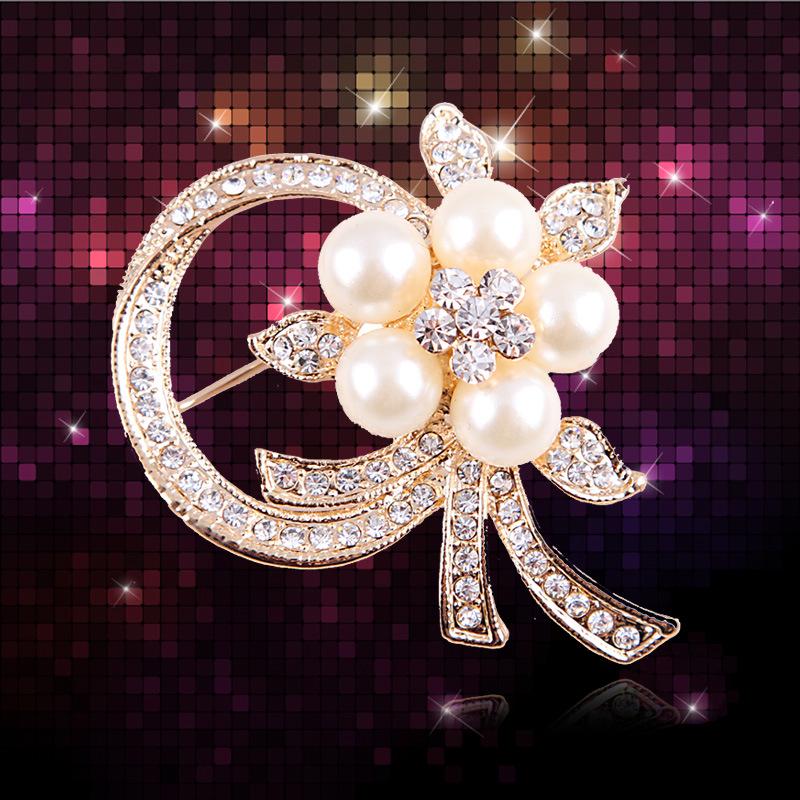 Lanhao Hot-Selling Pearl Swan Rhinestone Flower Brooch - Japanese & Korean Fashion Accessories for Women