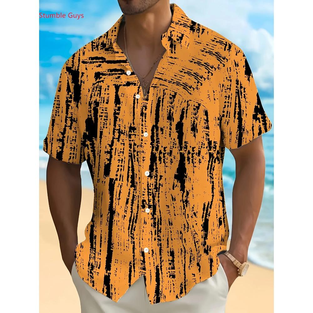 Men's High Street Graphic Hawaiian Shirt Summer Man Short Sleeve Loose Casual Fashion Street Style Vacation Beach Tops