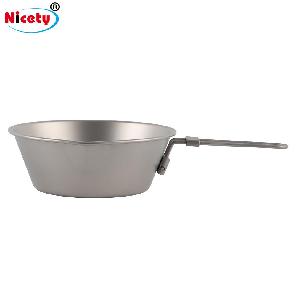 Outdoor Pure Titanium Snow Bowl Cooker Camping Boiling Water Camping Supplies Handle Foldable Picnic Portable Tableware Cup